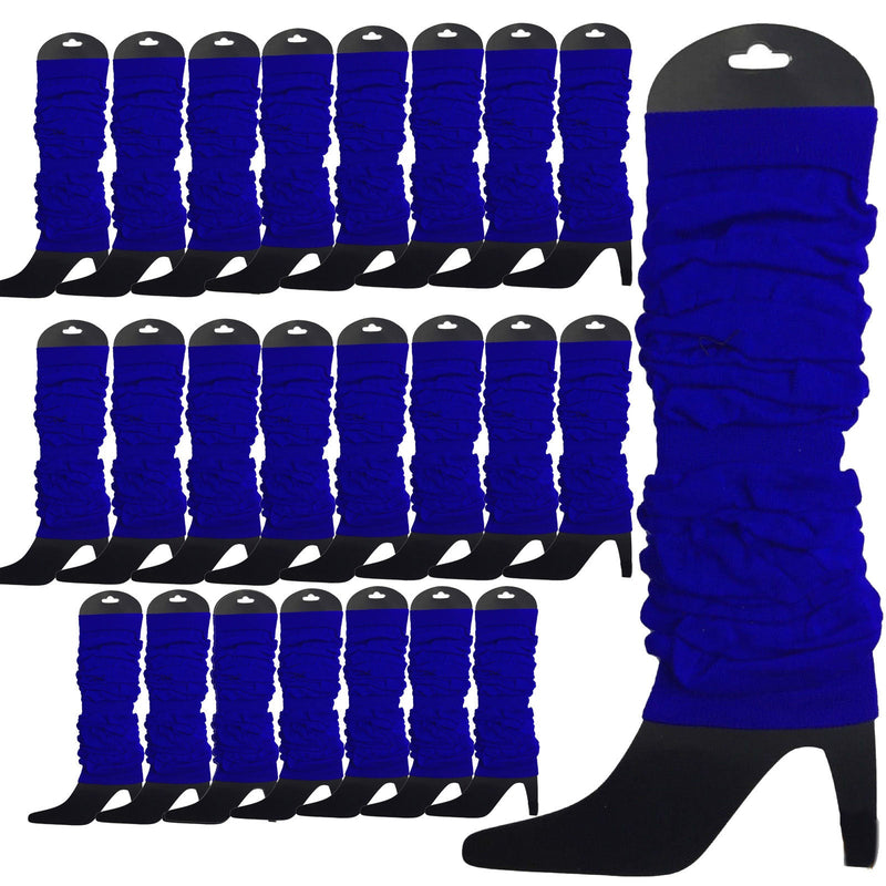 Load image into Gallery viewer, 24 LEG WARMERS Knitted Womens Neon Party Knit Ankle Fluro Dance Costume 80s BULK - Royal Blue-0
