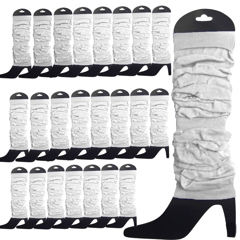 Load image into Gallery viewer, 24 LEG WARMERS Knitted Womens Neon Party Knit Ankle Fluro Dance Costume 80s BULK - White-1
