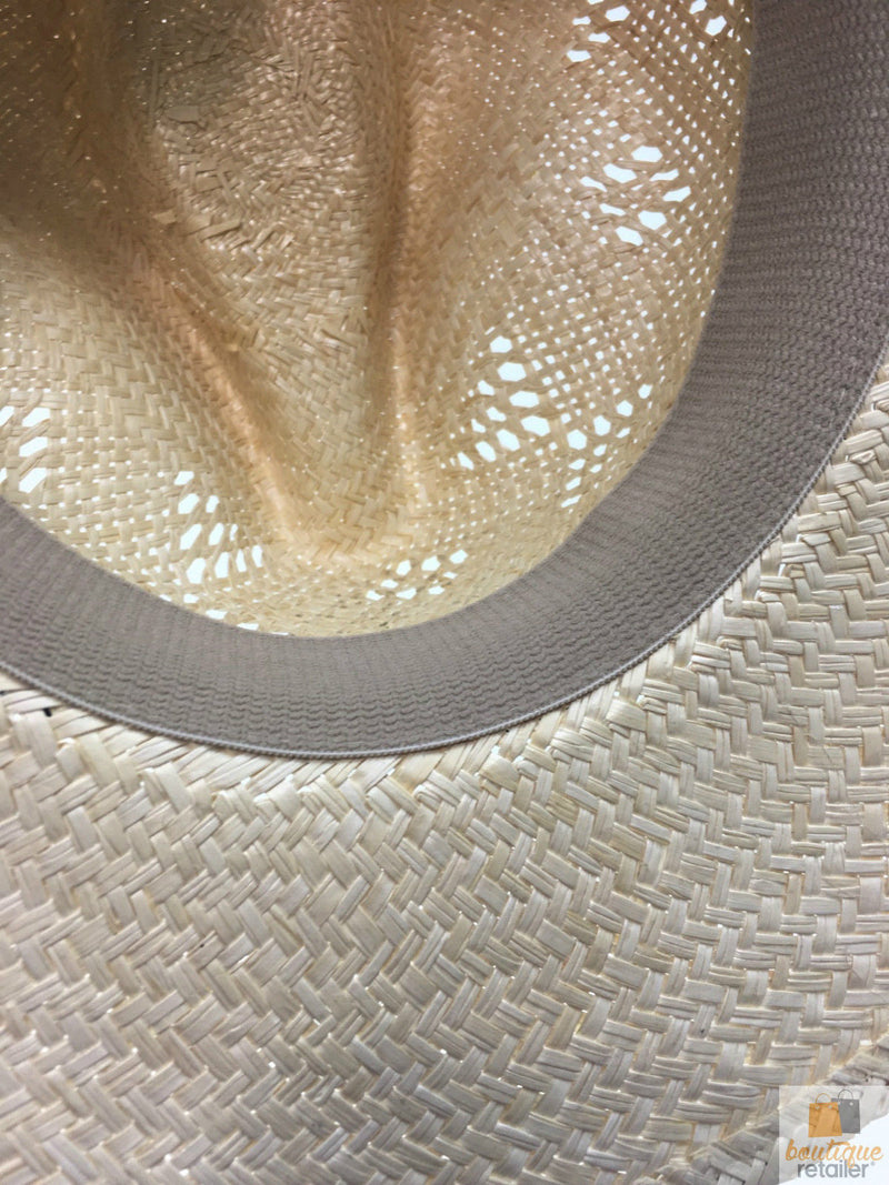 Load image into Gallery viewer, Natural VENTED PALM STRAW PANAMA HAT FEDORA Summer Trilby Sun Summer Cap 2848-4
