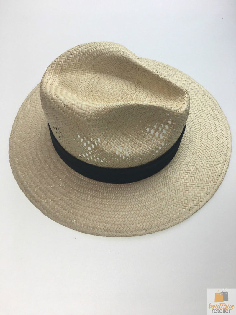 Load image into Gallery viewer, Natural VENTED PALM STRAW PANAMA HAT FEDORA Summer Trilby Sun Summer Cap 2848-2
