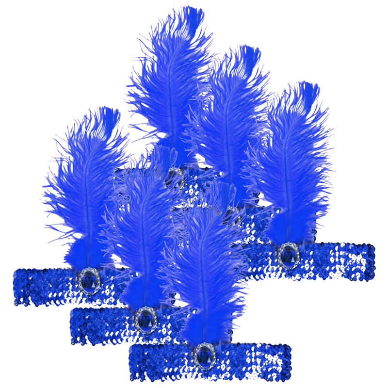 Load image into Gallery viewer, 6x 1920s FLAPPER HEADBAND Headpiece Feather Sequin Charleston Costume Party BULK - Blue-1
