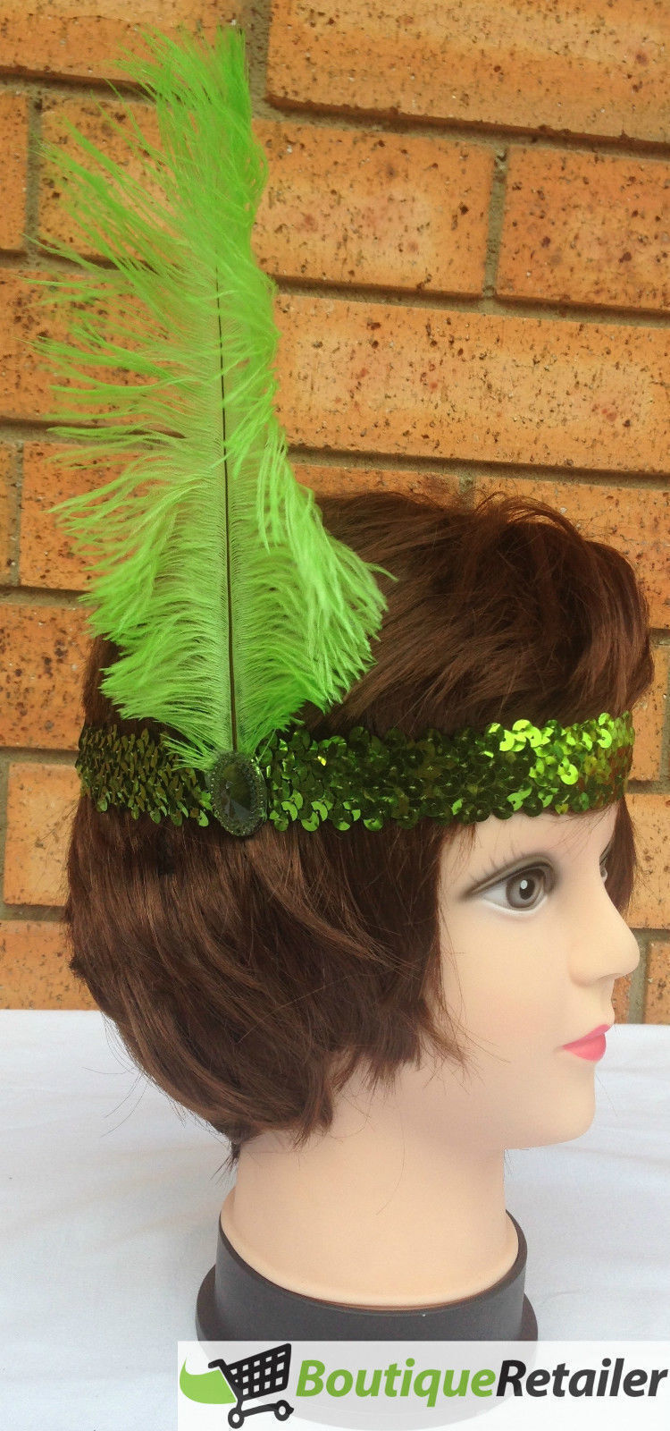 Load image into Gallery viewer, 6x 1920s FLAPPER HEADBAND Headpiece Feather Sequin Charleston Costume Party BULK - Green-2
