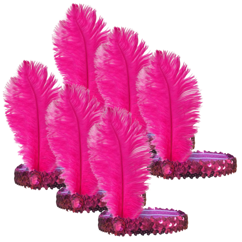 Load image into Gallery viewer, 6x 1920s FLAPPER HEADBAND Headpiece Feather Sequin Charleston Costume Party BULK - Hot Pink-1
