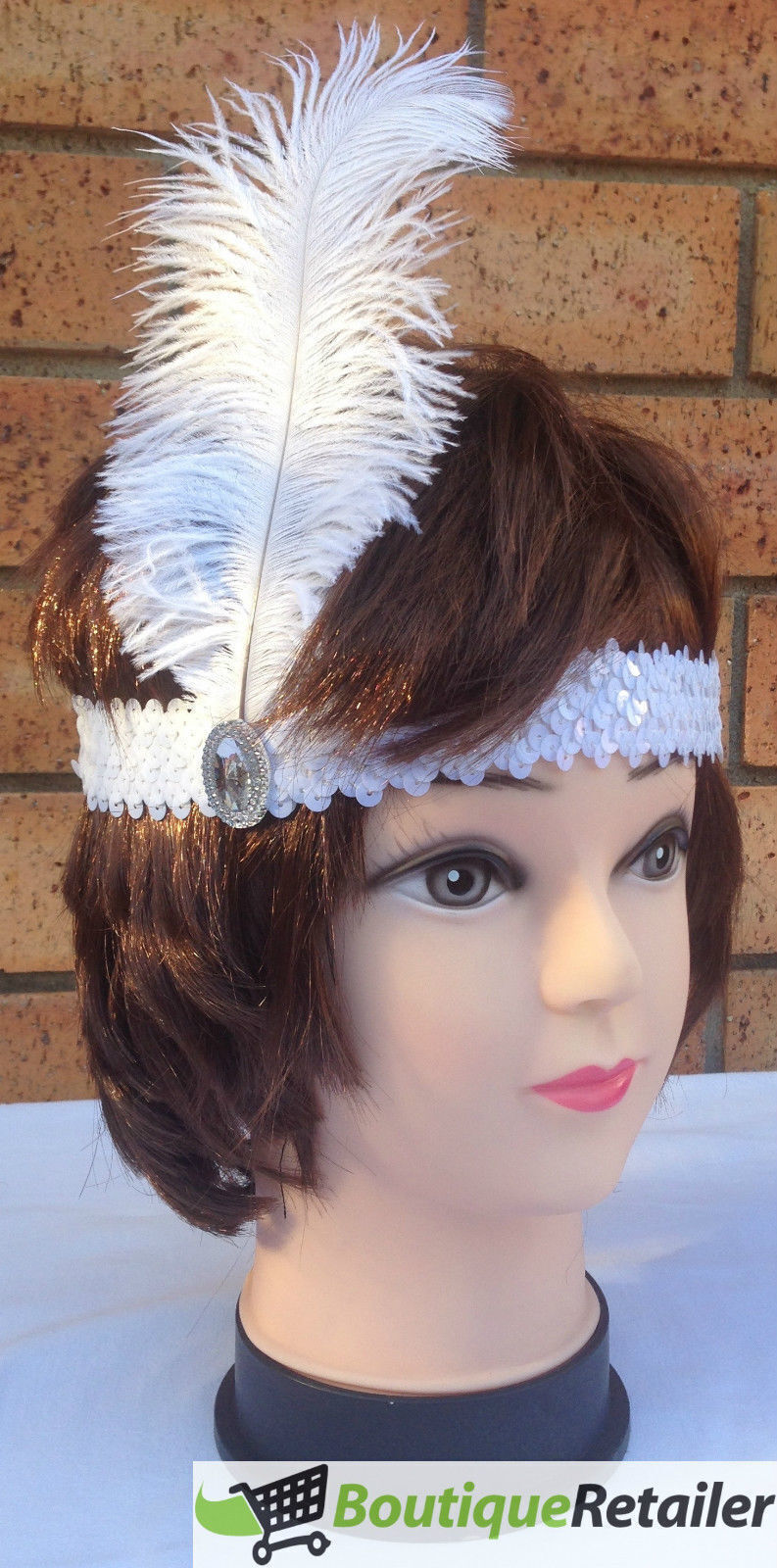 Load image into Gallery viewer, 6x 1920s FLAPPER HEADBAND Headpiece Feather Sequin Charleston Costume Party BULK - White-2
