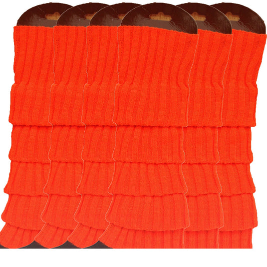 6x Womens Leg Warmers Disco Winter Knit Dance Party Crochet Legging Socks Costume - Orange-0