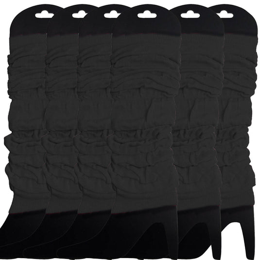 6x LEG WARMERS Knitted Womens Neon Party Knit Ankle Fluro Dance Costume 80s BULK - Black-0