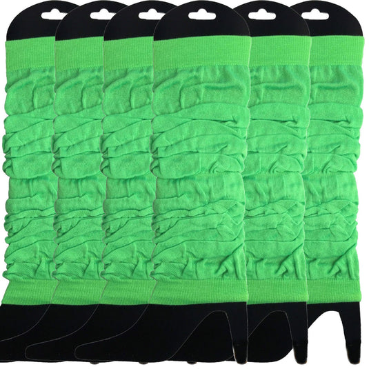 6x LEG WARMERS Knitted Womens Neon Party Knit Ankle Fluro Dance Costume 80s BULK - Fluro Green-0