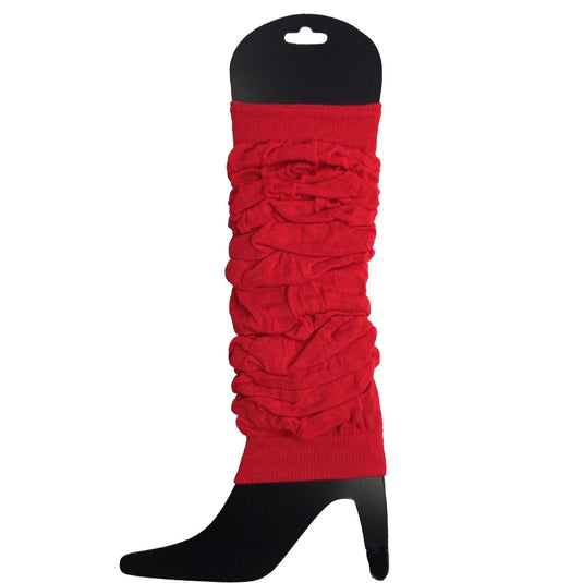 6x LEG WARMERS Knitted Womens Neon Party Knit Ankle Fluro Dance Costume 80s BULK - Red-1
