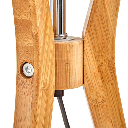Bamboo Tripod Table Lamp Desk Modern Rustic Geo Light w Linen Shade-3