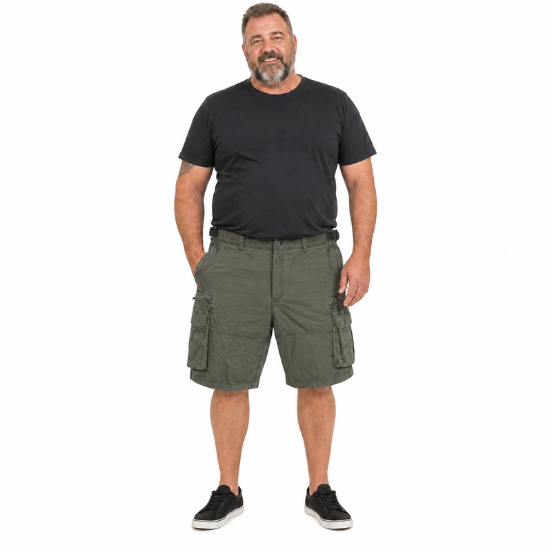 Load image into Gallery viewer, Deluxe CARGO SHORTS Heavy Duty Summer 100% COTTON - Khaki Green-2
