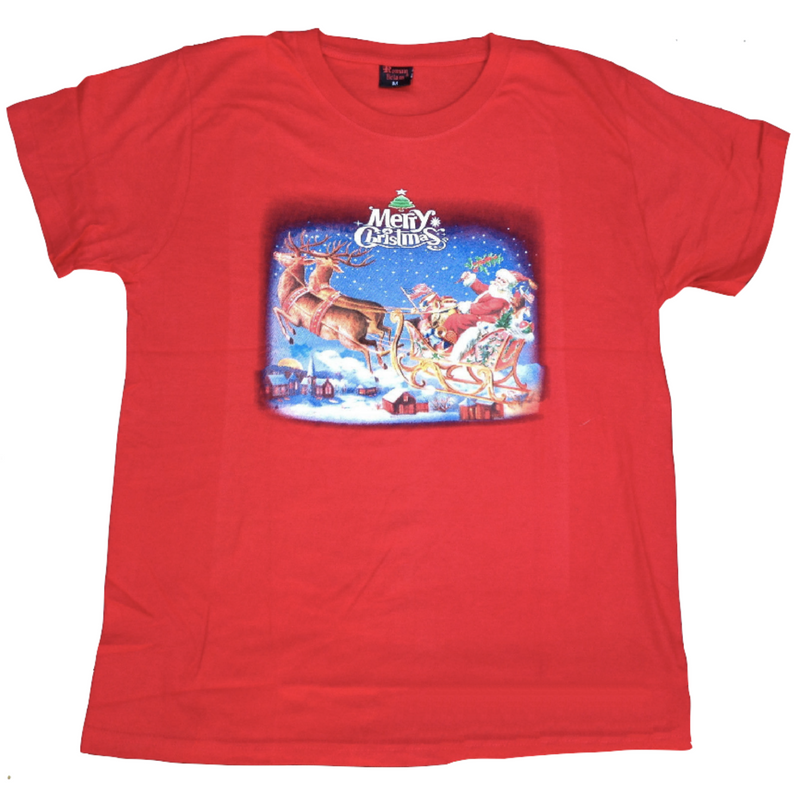 Load image into Gallery viewer, 100% Cotton Adult Christmas T Shirt Xmas Top Santa Red White Party Costume-8
