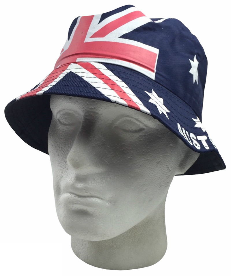 Load image into Gallery viewer, AUSTRALIA FLAG BUCKET HAT Adult Australian Day Aussie Summer Sun Cap Brim-0
