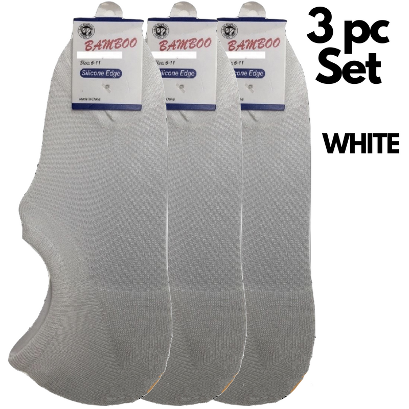 Load image into Gallery viewer, 3x Pairs No Show Bamboo Socks Non-Slip Heel Grip Low Cut Invisible Footlet New-4
