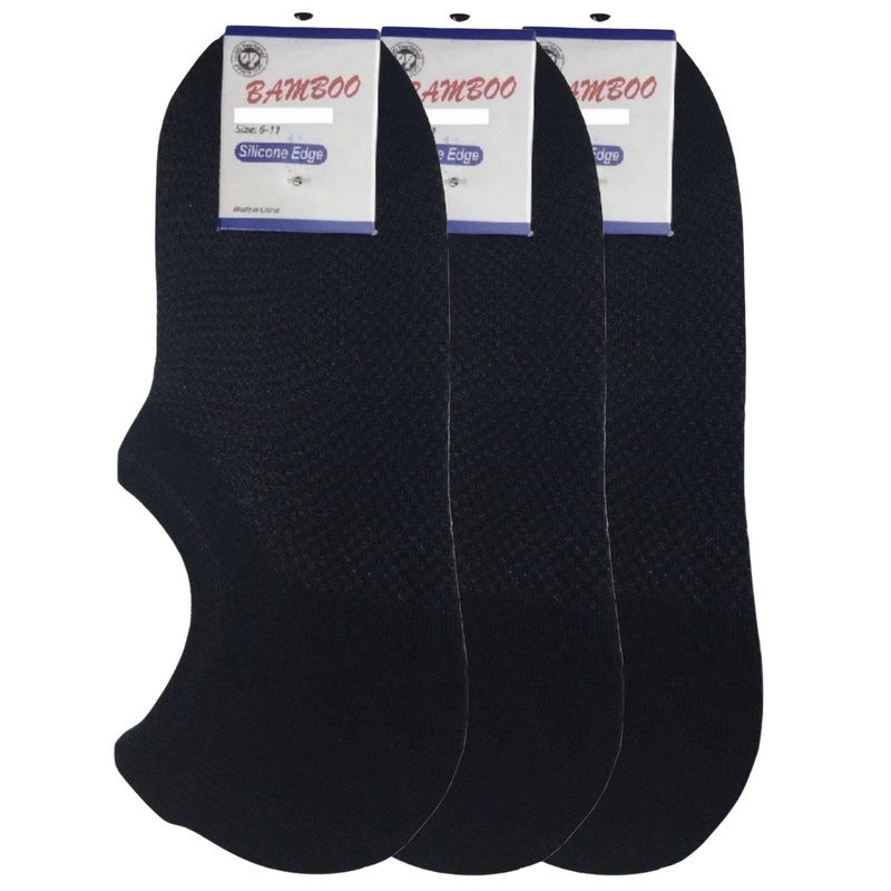 Load image into Gallery viewer, 3x Pairs No Show Bamboo Socks Non-Slip Heel Grip Low Cut Invisible Footlet New-9
