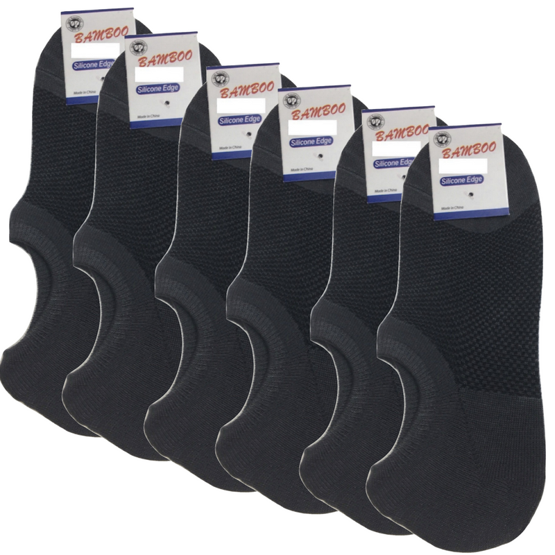 Load image into Gallery viewer, 6x Pairs No Show Bamboo Socks Non-Slip Heel Grip Low Cut Invisible Footlet New - Charcoal-0
