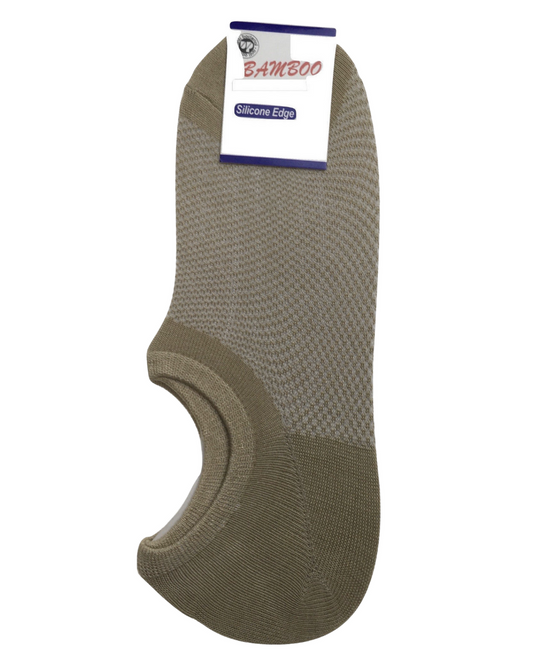 1 Pair NO SHOW BAMBOO SOCKS Non Slip Heel Grip Low Cut Invisible Footlet - Beige-2
