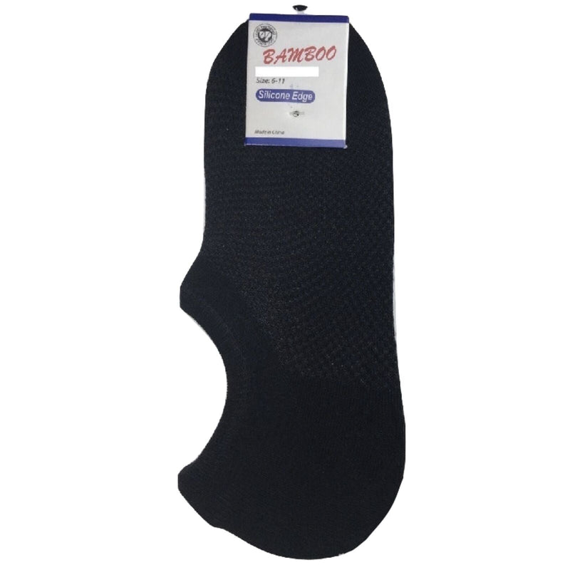 Load image into Gallery viewer, 1 Pair NO SHOW BAMBOO SOCKS Non Slip Heel Grip Low Cut Invisible Footlet - Black-0
