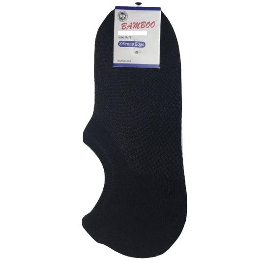 1 Pair NO SHOW BAMBOO SOCKS Non Slip Heel Grip Low Cut Invisible Footlet - Black-0