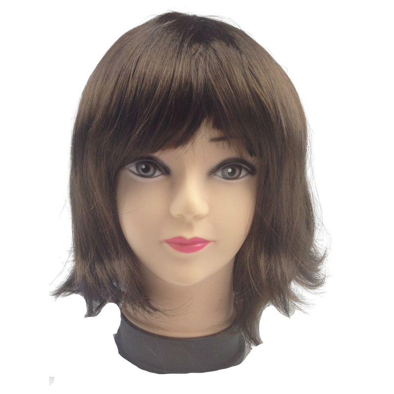 Load image into Gallery viewer, Bob Wig Costume Short Straight Fringe Cosplay Party Full Hair Womens Fancy Dress - Brown-0
