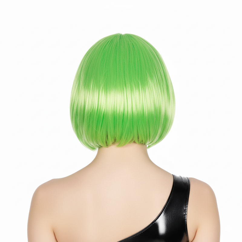 Load image into Gallery viewer, Bob Wig Costume Short Straight Fringe Cosplay Party Full Hair Womens Fancy Dress - Green-2
