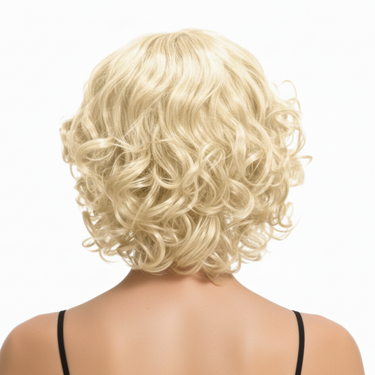 CURLY BOB WIG Hair Party Costume Halloween Fancy Dress Up 60s 70s - Blonde-2