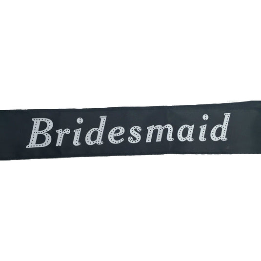Hens Night Satin Sash Bridal Party Girls Wedding Bridesmaid Accessory - Black-2