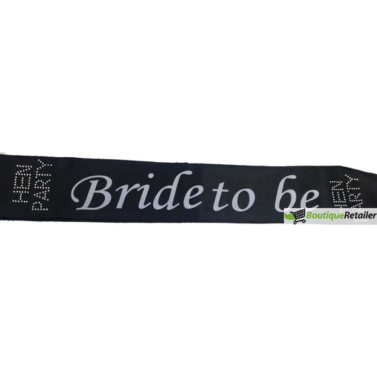 Hens Night Satin Sash Bridal Party Girls Wedding Bride To Be Accessory - Black-2