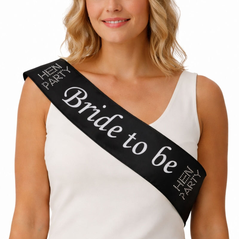 Load image into Gallery viewer, Hens Night Satin Sash Bridal Party Girls Wedding Bride To Be Accessory - Black-0

