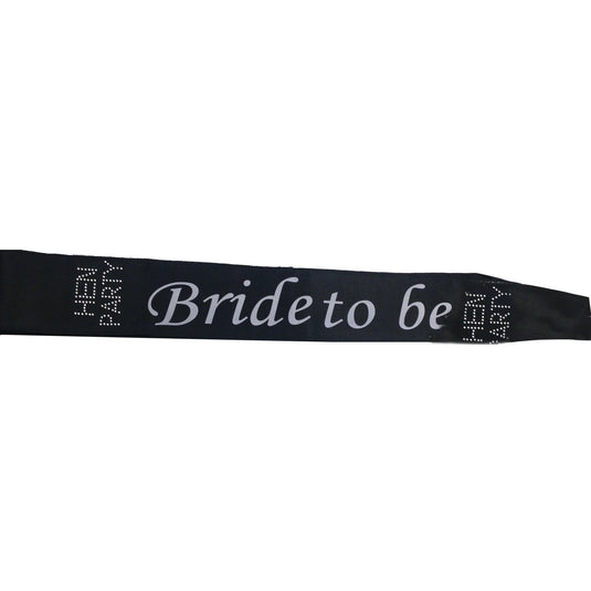Hens Night Satin Sash Bridal Party Girls Wedding Bride To Be Accessory - Black-3