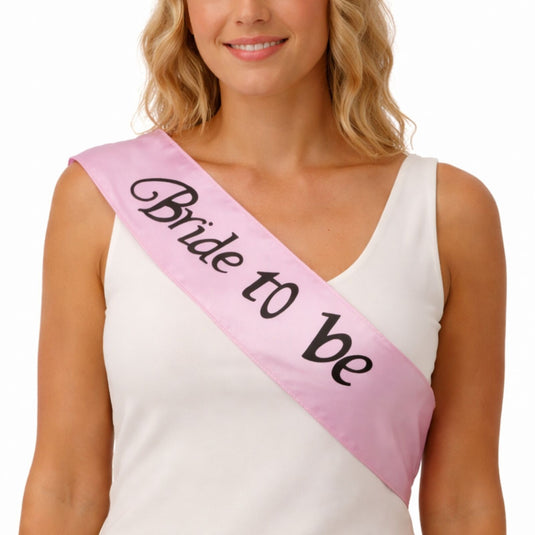 Hens Night Satin Sash Bridal Party Wedding Bride To Be Accessory - Light Pink-0