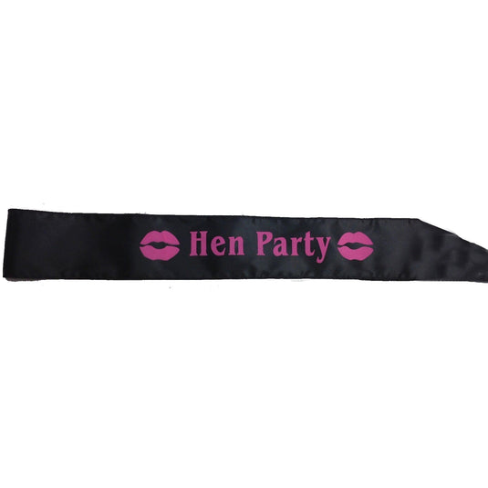 Hens Night Satin Sash Bridal Party Wedding Hen Party - Black w/ Pink Writing-3