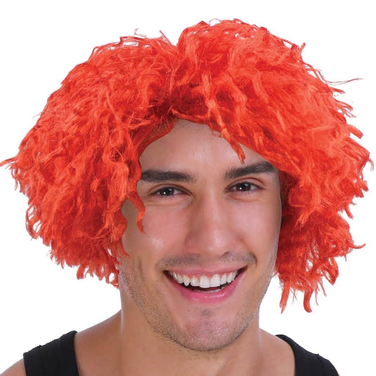 CRAZY WIG Afro Style Costume Party Fancy Dress Curly Hair 70s 80s Rock Punk - Orange-1