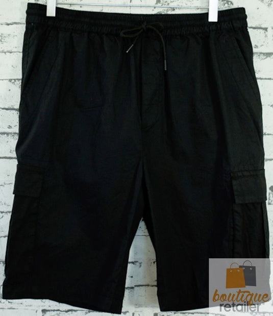 CARGO SHORTS Elastic Waist 100% COTTON Army Pocket Mens Drawstrings 0526-9