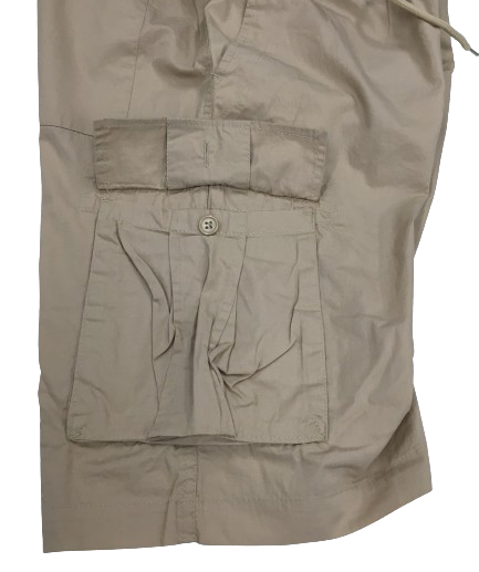CARGO SHORTS Elastic Waist 100% COTTON Army Pocket Mens Drawstrings 0526-3