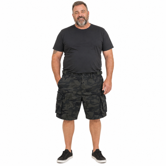 Deluxe PLUS SIZE CARGO SHORTS Heavy Duty Big Sizes 100% COTTON Drill Summer - Camo-2