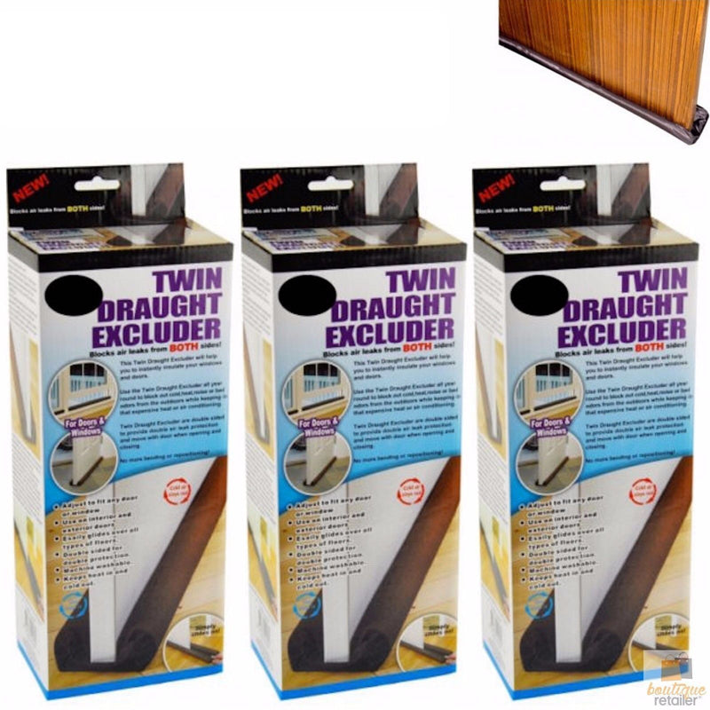 Load image into Gallery viewer, 3x Twin DRAFT STOPPER Double Sided Snake Air Wind Door Guard Cover Weather Seal-0

