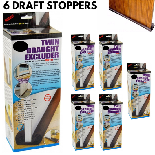 6x Twin DRAFT STOPPER Double Sided Snake Air Wind Door Guard Cover Weather Seal-1