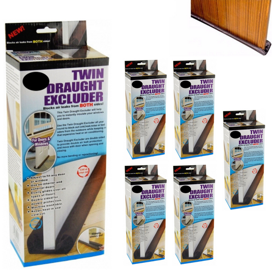 6x Twin DRAFT STOPPER Double Sided Snake Air Wind Door Guard Cover Weather Seal-0