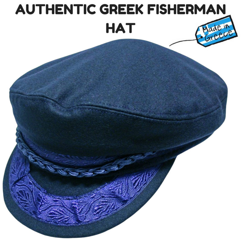 Load image into Gallery viewer, GREEK FISHERMAN Cap Hat Winter Wool Blend MADE IN GREECE Classic Ivy Sailor - Navy Blue-1
