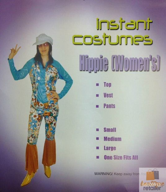 WOMENS HIPPIE COSTUME Fancy Dress 60s 70s Hippy Groovy Disco Retro Halloween-2