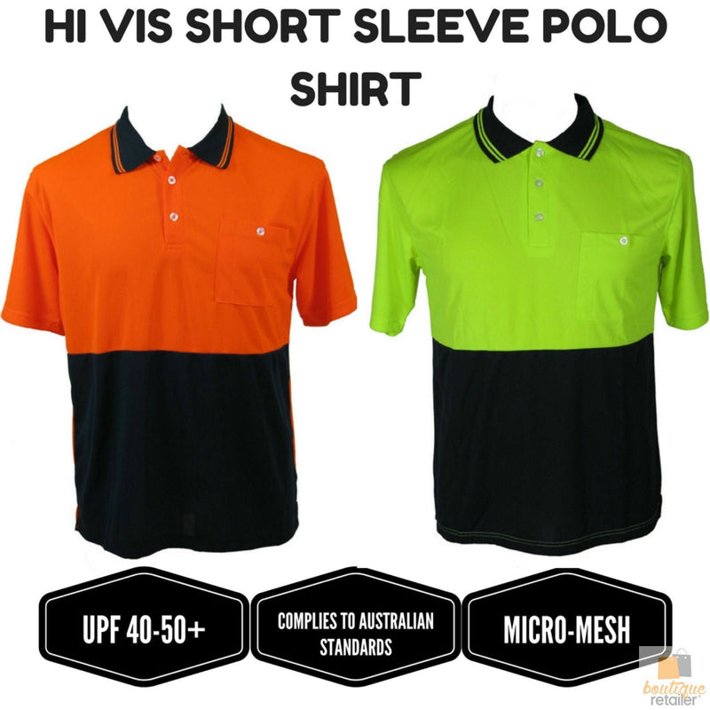 Load image into Gallery viewer, HI VIS Polo Shirt Top Tee Safety Workwear Short Sleeve Breathable Micro Mesh-1
