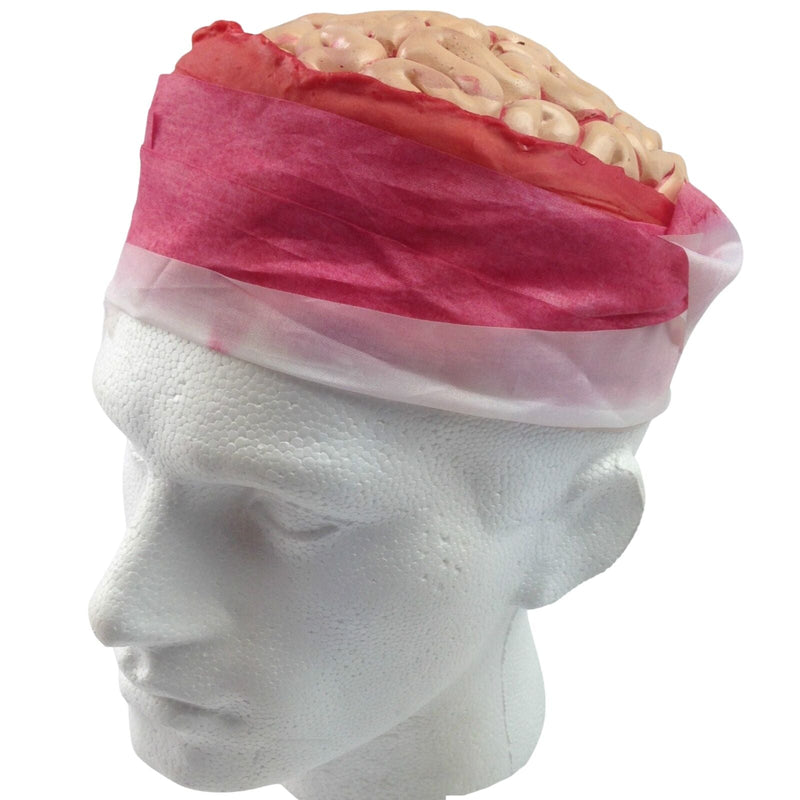 Load image into Gallery viewer, 3pc Halloween Costume Set Zombie Brain Skull Cap + Fake Blood Gel &amp; Danger Tape-4
