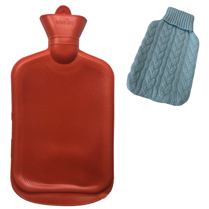 Load image into Gallery viewer, 2L HOT WATER BOTTLE + Knitted Cover Winter Warm Rubber Bag Relaxing Warm Therapy-0
