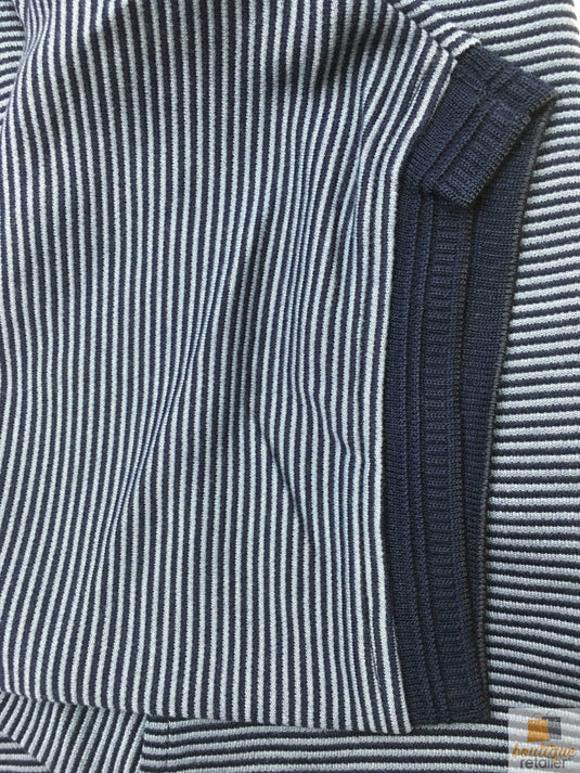 Short Sleeve Polo Shirt Top Short Sleeve Quality Loose Fit Adults Striped - Navy/Storm - M-3