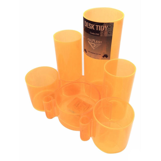 DESK TIDY Caddy Pen Pencil Stationary Holder Organiser Organizer Office I30 - Neon Orange-1