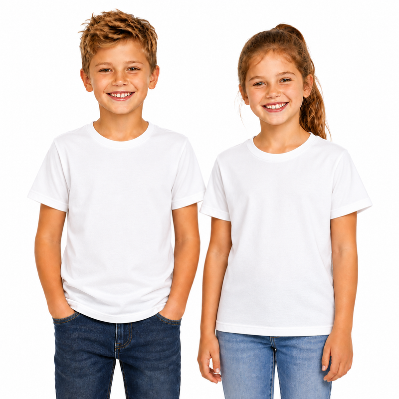 Load image into Gallery viewer, KIDS PLAIN T SHIRT Childrens Child 100% COTTON Boys Girls Basic Blank Tee Top - White-1
