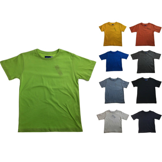 KIDS PLAIN T SHIRT Childrens Child 100% COTTON Boys Girls Basic Blank Tee Top-0