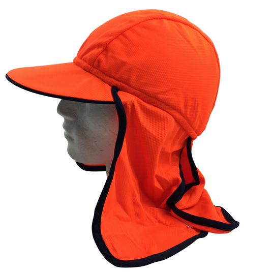Hi Vis Legionnaire Hat Cap Sun Protection Workwear Legionnaires Fluro One Size - Fluro Orange-2