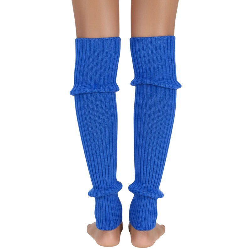 Load image into Gallery viewer, Pair of Womens Leg Warmers Disco Winter Knit Dance Party Crochet Legging Socks Costume - Blue-2
