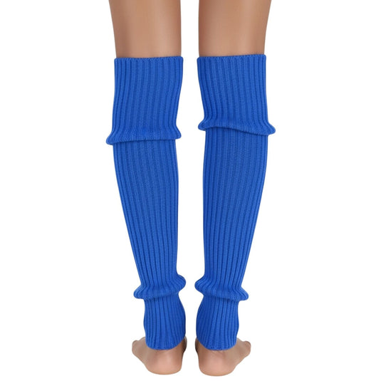 Pair of Womens Leg Warmers Disco Winter Knit Dance Party Crochet Legging Socks Costume - Blue-2